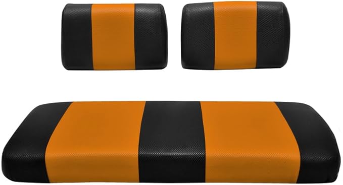 Seat Cover Replacement for Yamaha G-16/G-22 Golf Cart - Front Bench Seat - Premium Marine Vinyl - 5 Panel Stitching - Staple On Installation - Two-Tone Golf Cart Seat Covers (Black & Orange)