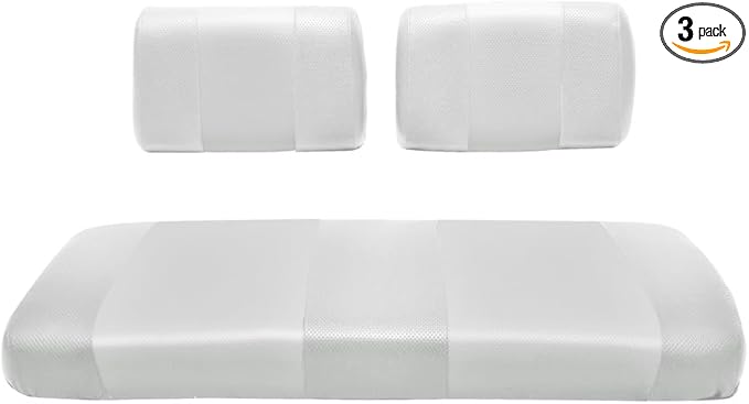 Seat Cover Replacement for Yamaha G-16/G-22 Golf Cart - Front Bench Seat - Premium Marine Vinyl - 5 Panel Stitching - Staple On Installation - Two-Tone Golf Cart Seat Covers (White)