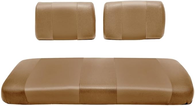 Seat Cover Replacement for Yamaha G-16/G-22 Golf Cart - Front Bench Seat - Premium Marine Vinyl - 5 Panel Stitching - Staple On Installation - Two-Tone Golf Cart Seat Covers (Tan)