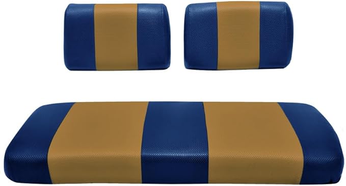 Seat Cover Replacement for Yamaha G-16/G-22 Golf Cart - Front Bench Seat - Premium Marine Vinyl - 5 Panel Stitching - Staple On Installation - Two-Tone Golf Cart Seat Covers (Blue & Tan)