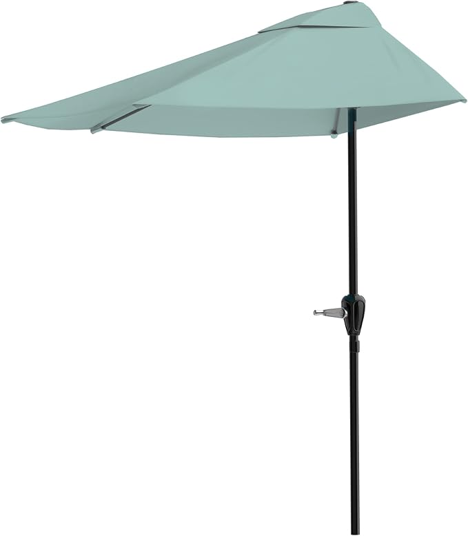 Pure Garden Half Umbrella Outdoor Patio Shade, Light Green, 9ft | Semicircle 9 - Image 5