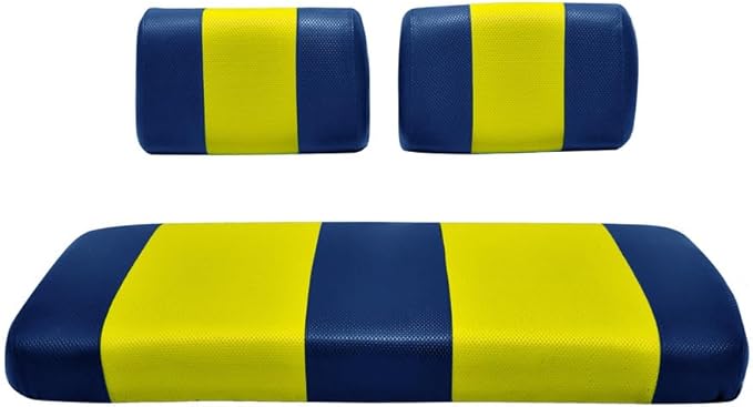 Seat Cover Replacement for Yamaha G-16/G-22 Golf Cart - Front Bench Seat - Premium Marine Vinyl - 5 Panel Stitching - Staple On Installation - Two-Tone Golf Cart Seat Covers (Blue & Yellow)