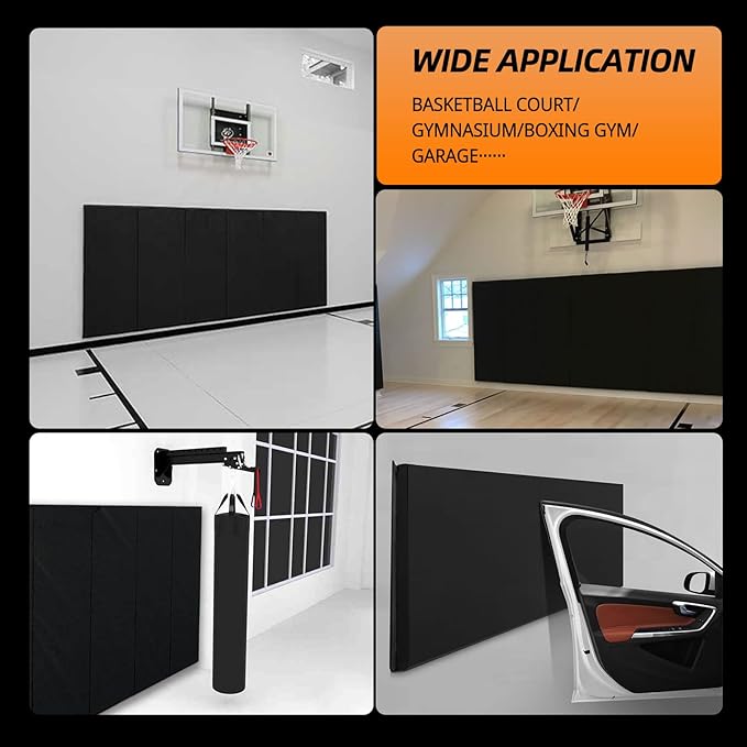 PROGOAL Gym Wall Paddings Basketball Court Wall Protection Pad - 2”Thick Foam Wall Mat Durable Protector for Wall-Mounted Basketball Hoops Garage Taekwondo(60" Lx20 W)