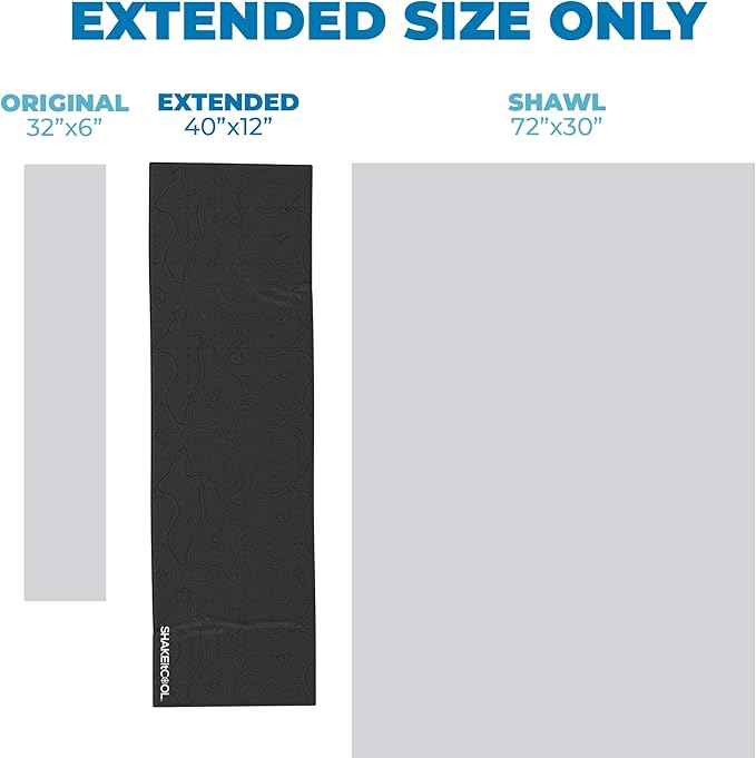 SHAKEitCOOL Extended Size Cooling Towel β Be Cool in Style - Heat Relief, Soft, Lightweight, Sun Protection, Easy Clean - Perfect for Biking, Hiking, Running, Yoga, Golf, Gardening - Black Topo M