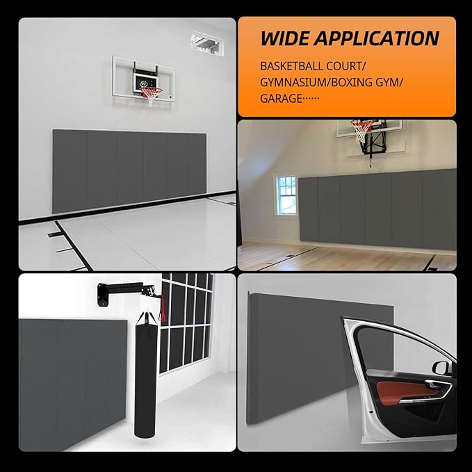 PROGOAL Gym Wall Paddings Basketball Court Wall Protection Pad - 2”Thick Foam Wall Mat Durable Protector for Wall-Mounted Basketball Hoops Garage Taekwondo(60" Lx20 W)