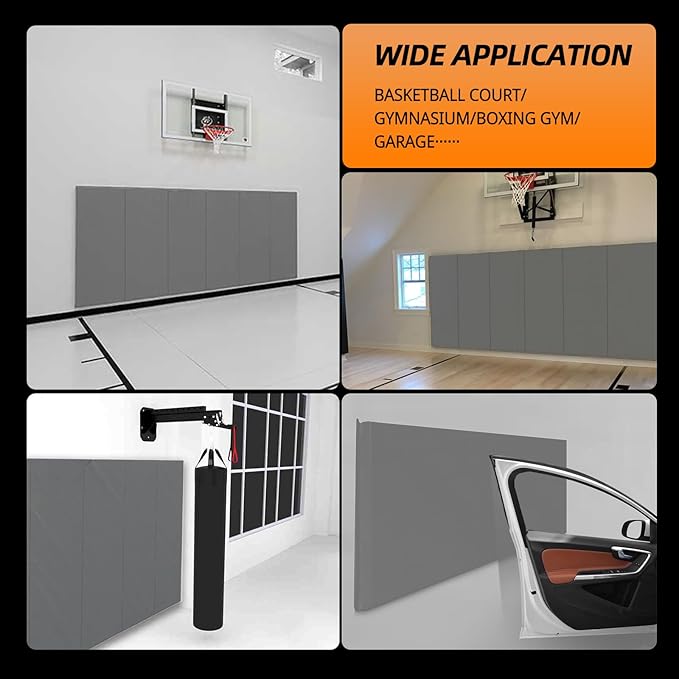 PROGOAL Gym Wall Paddings Basketball Court Wall Protection Pad - 2”Thick Foam Wall Mat Durable Protector for Wall-Mounted Basketball Hoops Garage Taekwondo(60" Lx20 W)