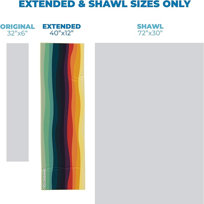 SHAKEitCOOL Extended Size Cooling Towel β Be Cool in Style - Heat Relief, Soft, Lightweight, Sun Protection, Easy Clean - Perfect for Biking, Hiking, Running, Yoga, Golf, Gardening - Sunset Wave M