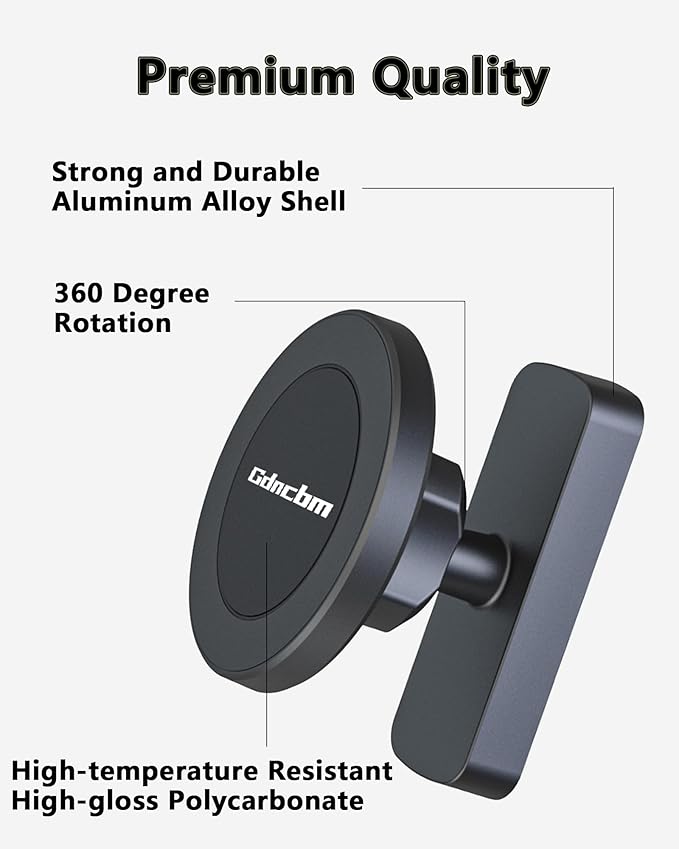 Magnetic Golf Cart Phone Holder:360 ° Rotatable Anti Shake Alloy Phone Mount Compatible with Mag-Safe iPhone 16-12 - Golf Cart Accessories Suitable for EZGO, Club Car, Yamaha, Icon