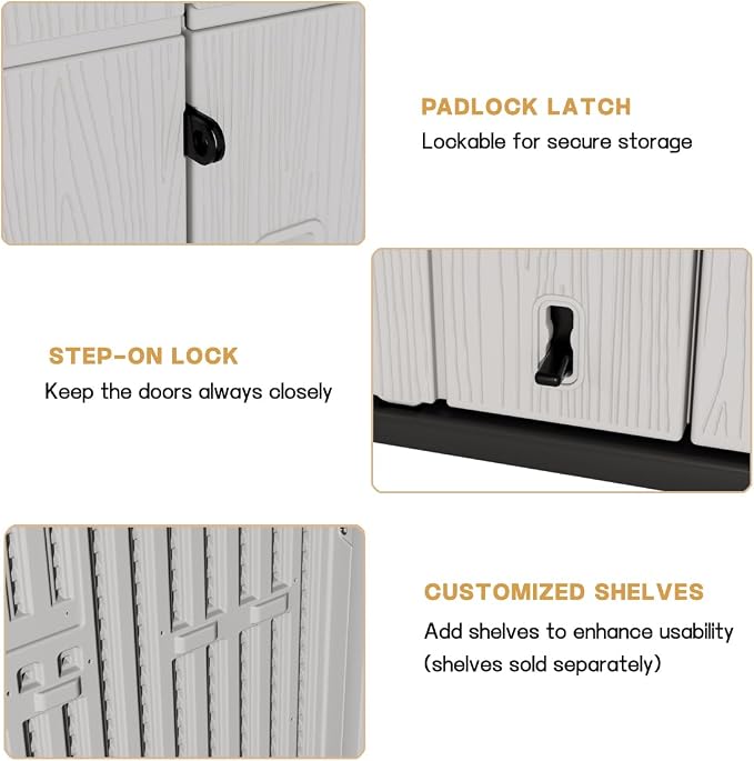 KINYING Outdoor Vertical Storage Shed, 57 Cu.ft Outdoor Storage Cabinet - Image 9