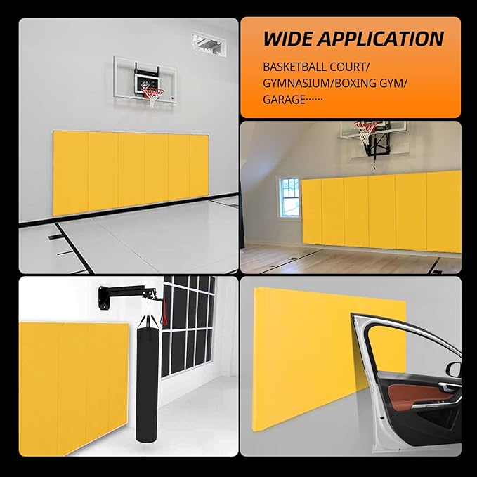 PROGOAL Gym Wall Paddings Basketball Court Wall Protection Pad - 2”Thick Foam Wall Mat Durable Protector for Wall-Mounted Basketball Hoops Garage Taekwondo(60" Lx20 W)