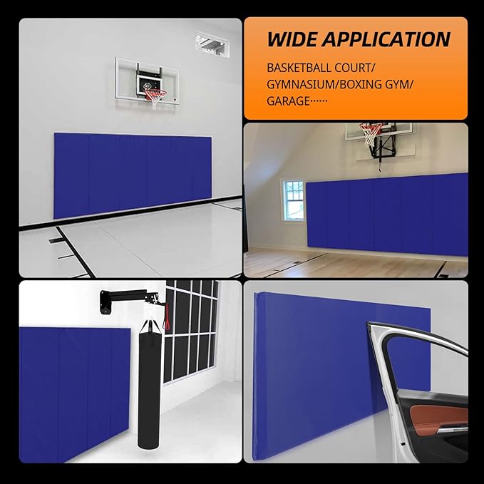 PROGOAL Gym Wall Paddings Basketball Court Wall Protection Pad - 2”Thick Foam Wall Mat Durable Protector for Wall-Mounted Basketball Hoops Garage Taekwondo(60" Lx20 W)
