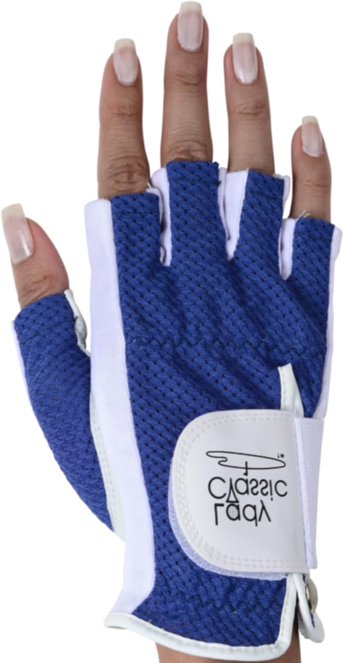 Mesh Half Golf Glove for Women β Premium Cabretta Leather Palm, Breathable Mesh Back, Half-Finger Design Ladies Golf Glove for Enhanced Grip & Comfort