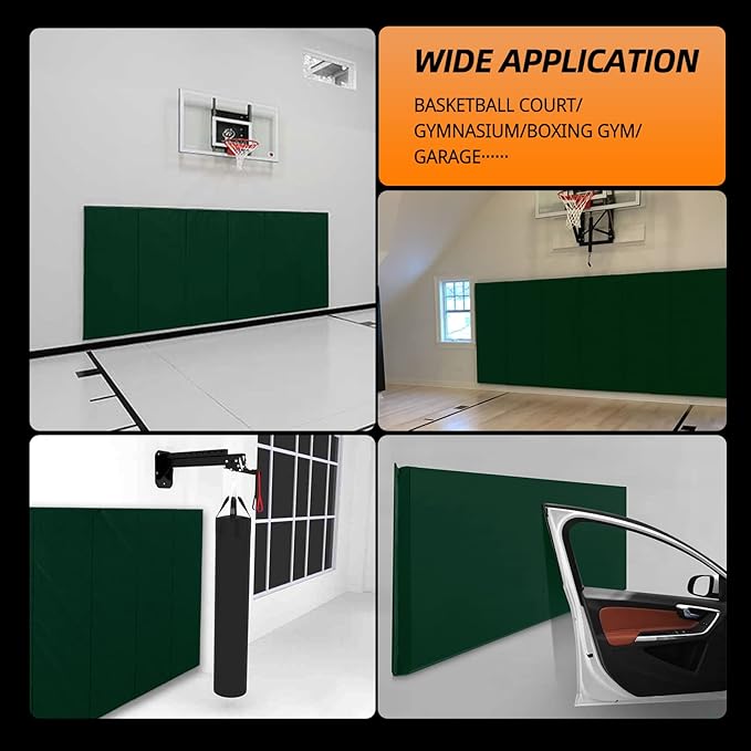 PROGOAL Gym Wall Paddings Basketball Court Wall Protection Pad - 2”Thick Foam Wall Mat Durable Protector for Wall-Mounted Basketball Hoops Garage Taekwondo(60" Lx20 W)