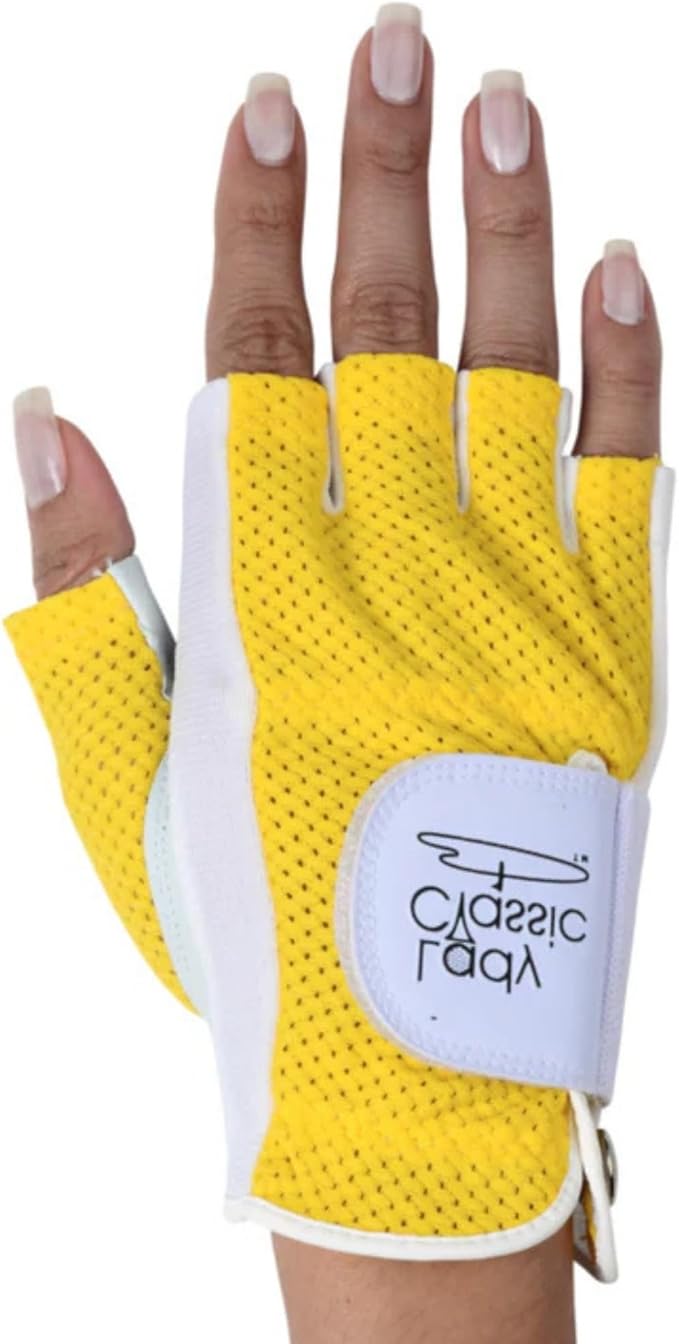 Mesh Half Golf Glove for Women β Premium Cabretta Leather Palm, Breathable Mesh Back, Half-Finger Design Ladies Golf Glove for Enhanced Grip & Comfort