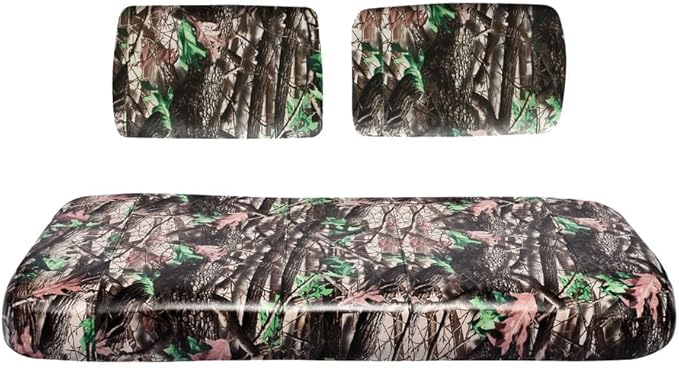 Seat Cover Replacement for Yamaha G-2/G-9 Golf Cart - Front Bench Seat - Premium Marine Vinyl -5 Panel Stitching - Staple On Installation - Two-Tone Golf Cart Seat Covers (Woodland Camo)