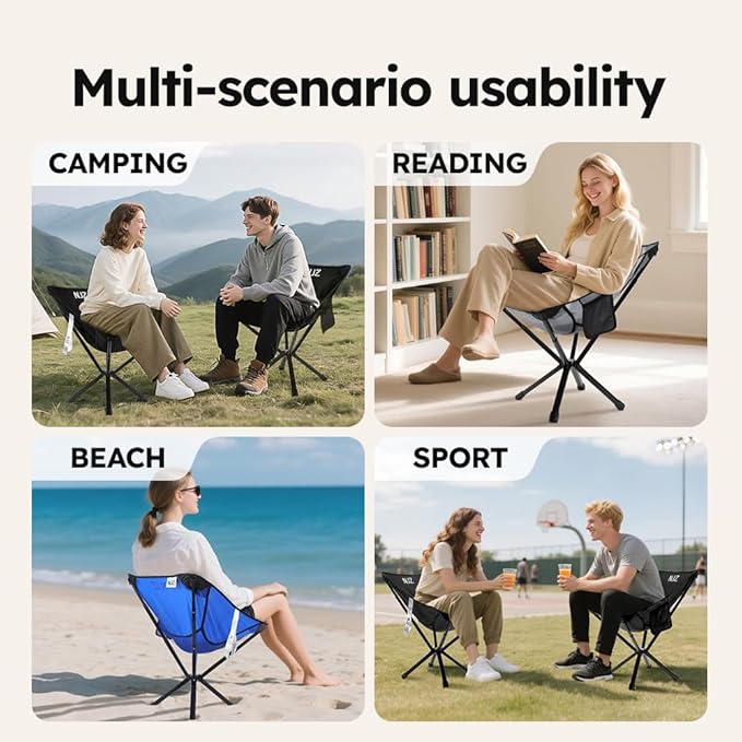 Lightweight Folding Camping Chair — Compact & Portable Design, Easy Setup Collapsible Chair for Hiking, Beach, Camping & Outdoor Relaxation
