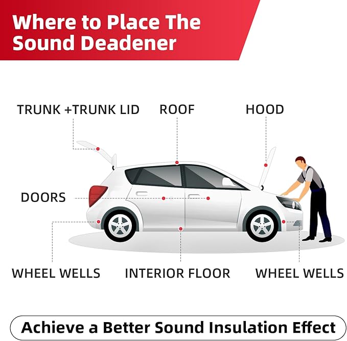 Sound Deadening Mat 197mil(5 mm) 9.95sqft - Closed Cell Foam Car Sound Deadening Material - Self-Adhesive Hood Insulation Heat Shield Auto Sound Dampening