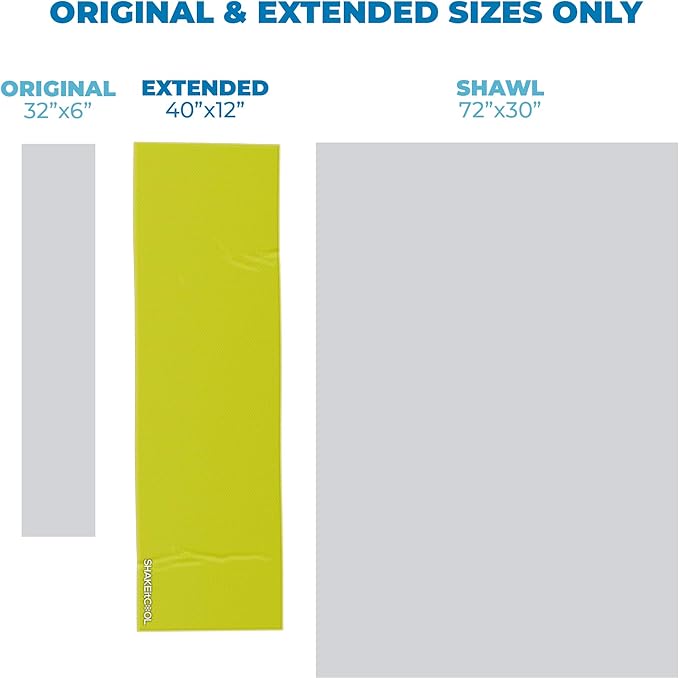 SHAKEitCOOL Extended Size Cooling Towel β Be Cool in Style - Heat Relief, Soft, Lightweight, Sun Protection, Easy Clean - Perfect for Biking, Hiking, Running, Yoga, Golf, Gardening - Safety Yellow M