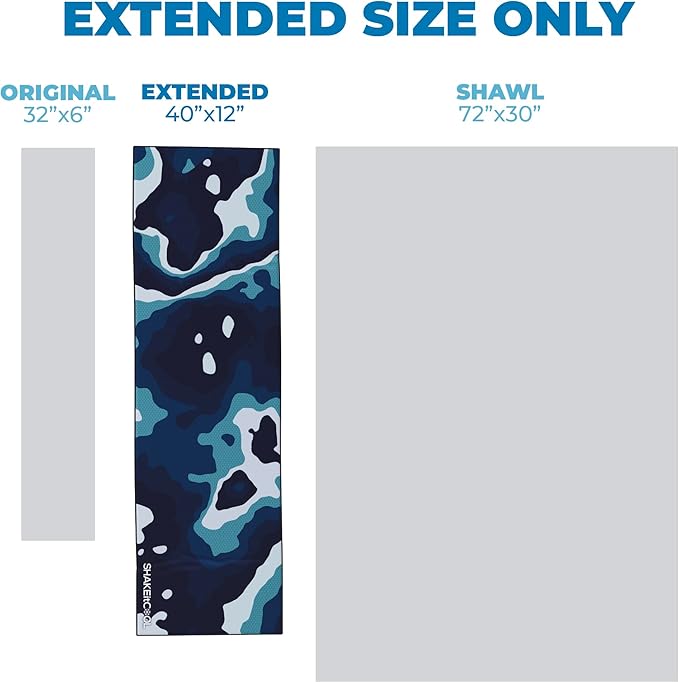 SHAKEitCOOL Extended Size Cooling Towel β Be Cool in Style - Heat Relief, Soft, Lightweight, Sun Protection, Easy Clean - Perfect for Biking, Hiking, Running, Yoga, Golf, Gardening - Blue Ocean M
