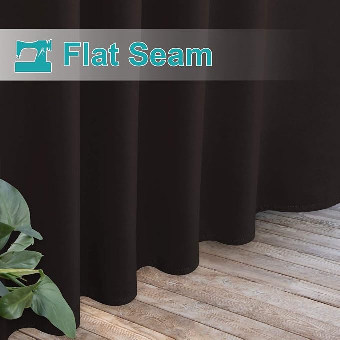 NICETOWN 2 Panels Weatherproof Patio Outdoor Curtains Weighted Blackout - Image 7