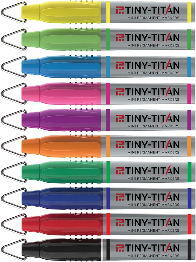 Tiny-Titan Mini Markers, Mini Markers, Keychain Clip, Golf Ball Marker, Clip On Nurse's Badge - Mini Markers - YELLOW Ink - Fine Point - 4 Pens Per Pack