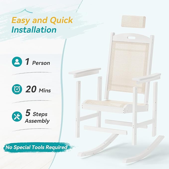 3-Piece Outdoor Rocking Chair Set, HDPE Patio Rocking Chair - Image 8