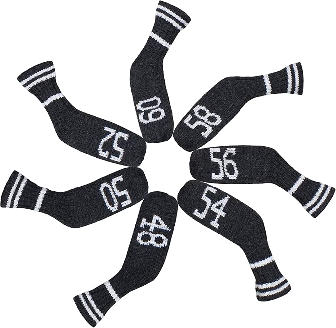 Scott Edward 1/7/10 Pcs Knitted Golf Club Head Covers for Irons Wedge Cuteness and Basically Socks Shape Washable Golf Club Head Protector on Classic Stripes Style,Double Sided Customization