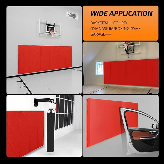 PROGOAL Gym Wall Paddings Basketball Court Wall Protection Pad - 2”Thick Foam Wall Mat Durable Protector for Wall-Mounted Basketball Hoops Garage Taekwondo(60" Lx20 W)