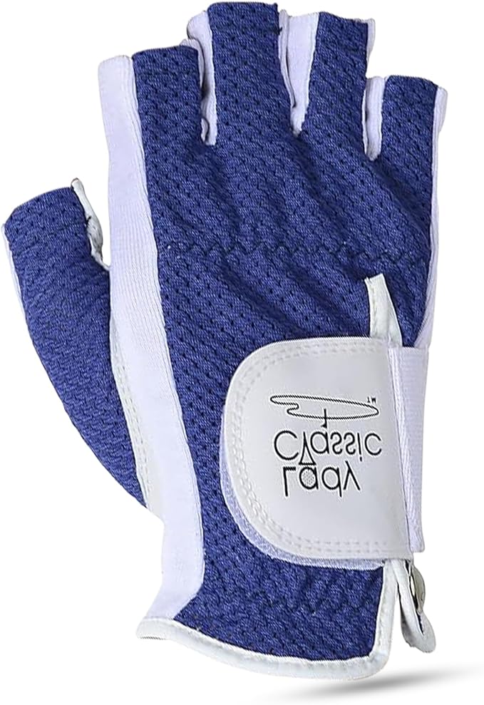 Mesh Half Golf Glove for Women β Premium Cabretta Leather Palm, Breathable Mesh Back, Half-Finger Design Ladies Golf Glove for Enhanced Grip & Comfort