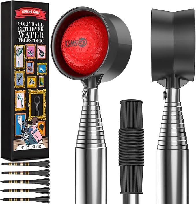 9Ft/12Ft Telescopic Stainless Steel Golf Ball Retriever for Water, High Durability Double Sided Golf Ball Picker Upper, Men's and Women's Golf Accessories Gifts.