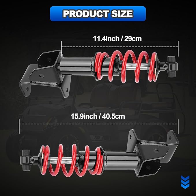 Front Golf Cart Shock Absorbers Heavy Duty with Springs Compatible with 2007-2016 Yamaha Drive G29 Gas & Electric Golf Carts Passenger and Driver Side Replace# JW2-F3390-00-00 JW2-F3350-00(RED)