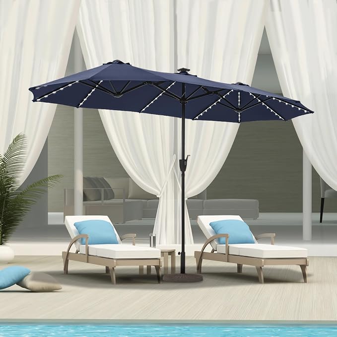 13 ft Patio Umbrella with 120 LED Solar Lights Outdoor Umbrella, 8 Colors - Image 9