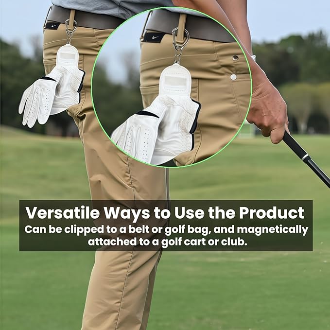 Magnetic Golf Glove Holder Clip β Strong Neodymium Magnet & Grip Pad β Attaches to Golf Cart, Bag or Belt β Keeps Gloves Dry, Fresh & Secure β Hand-Assembled Acrylic Golf Accessory for Men & Women