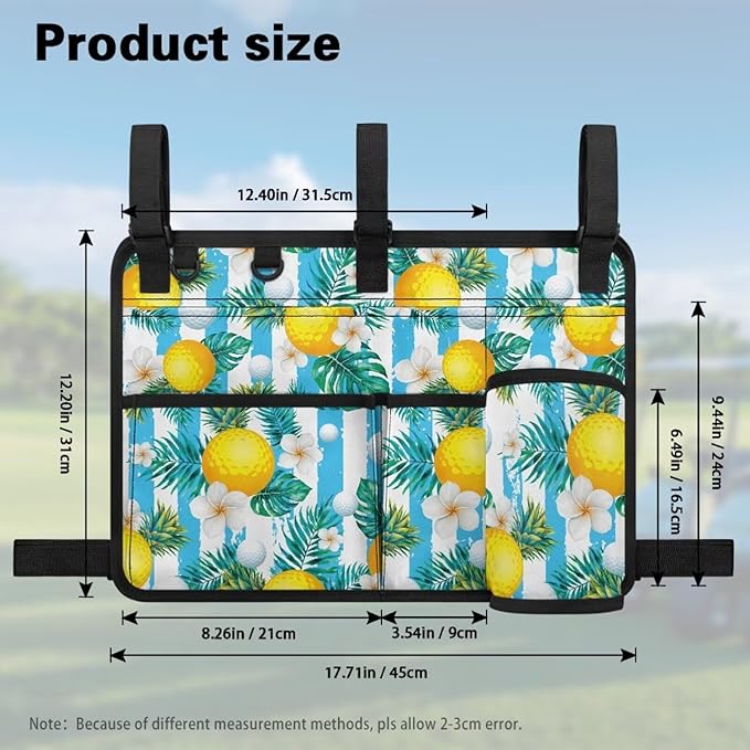Golf Ball Golf Cart Rear Seat Organizer Universal No Drilling Storage Bag Lightweight Accessories