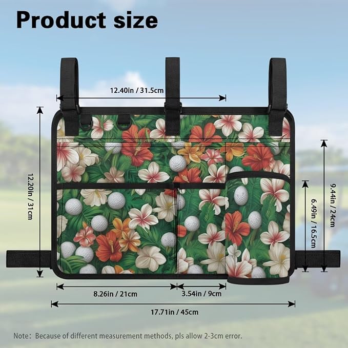 Golf Ball Golf Cart Rear Seat Organizer Universal No Drilling Storage Bag Lightweight Accessories