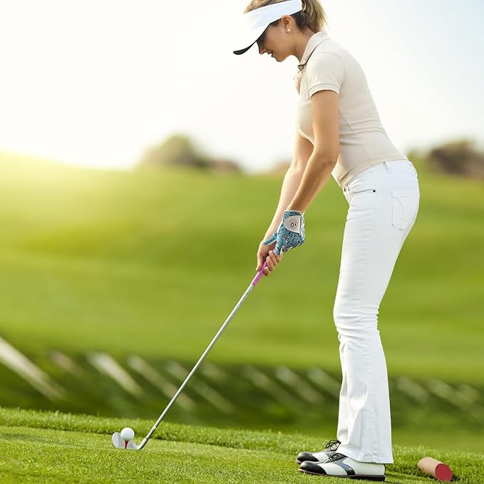FINGER TEN Stylish Golf Gloves Women with Ball Marker 1 Pack for Left or Right Hand, Breathable Glove with Fashion Patterns for Ladies Right Left Handed Golfer