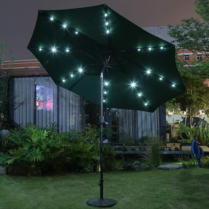 Sunnyglade 9' Solar LED Patio Umbrella, 8 Ribs, Tilt & Crank | 9Ft Patio - Image 6