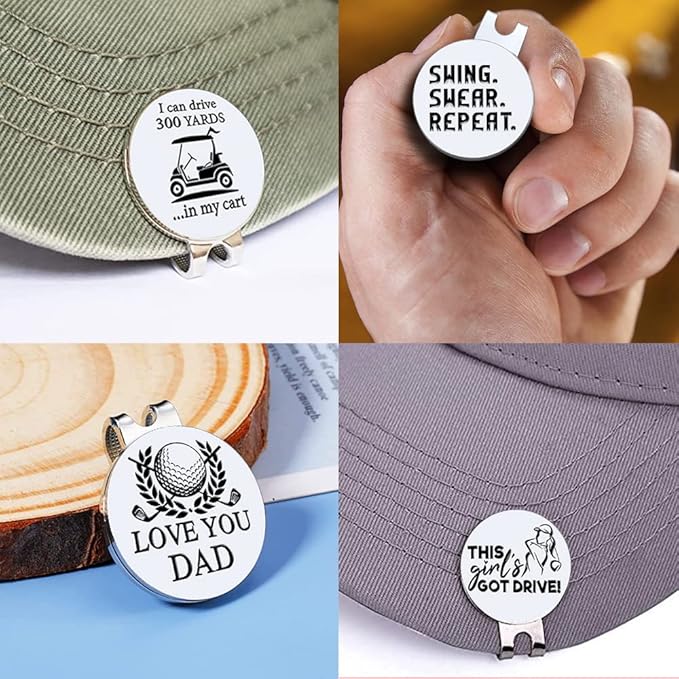 Men Golf Ball Marker with Magnetic Hat Clip, Funny Golf Accessories Gifts for Men, Novelty Birthday Gifts for Male Golfer Fan