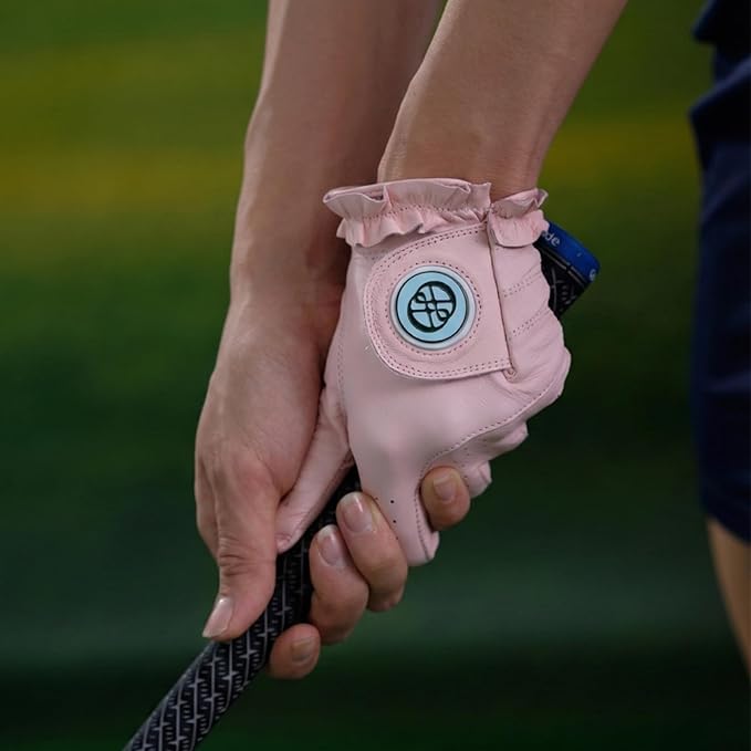 CLAPLEY Womenโs Golf Glove โ Premium Cabretta Leather with Magnetic Ball Marker, Breathable Design, Good Elasticity, Precious Gift for Golfers, Super Soft Feel, Left and Right Hand, Secure Fit