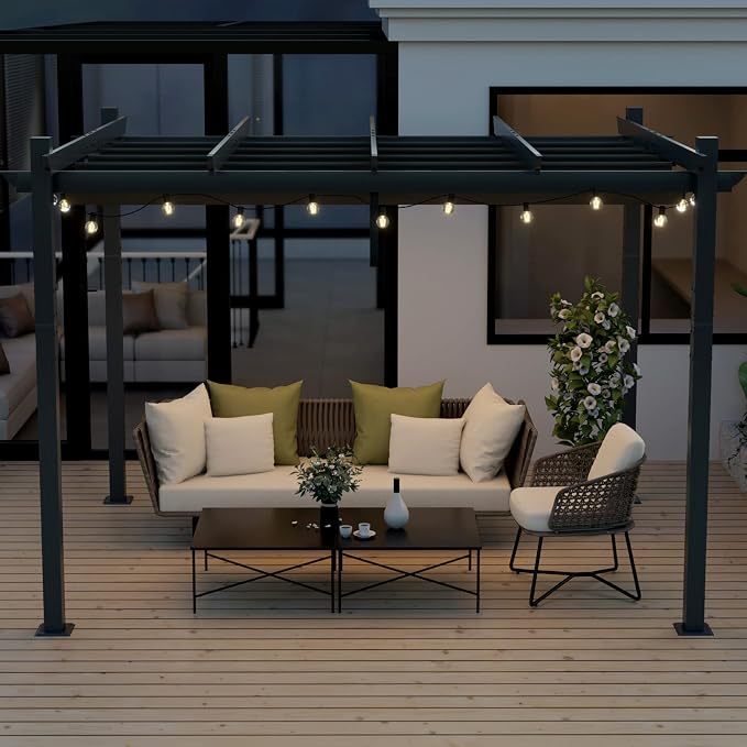 Tangkula 10x12 Ft Pergola, Heavy-Duty Aluminum Outdoor Pergola - Image 9