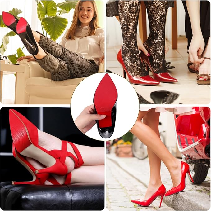 Red Bottoms Sole Protector,Shoe Sole Protector for Christian Louboutin High Heels, Anti Slip Shoe Grips Pads Compatible with Louboutin Shoes -2 Pairs(6.0"×4.0",Red)