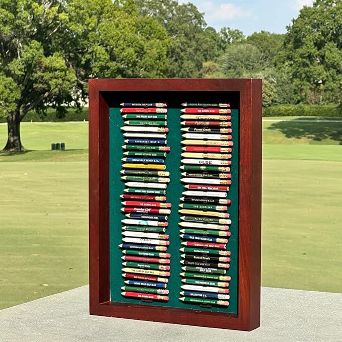 Eureka Golf Pencil Display Case | Holds 64 Round or Hexagonal Golf Pencils | Oak Finish | Made in The USA
