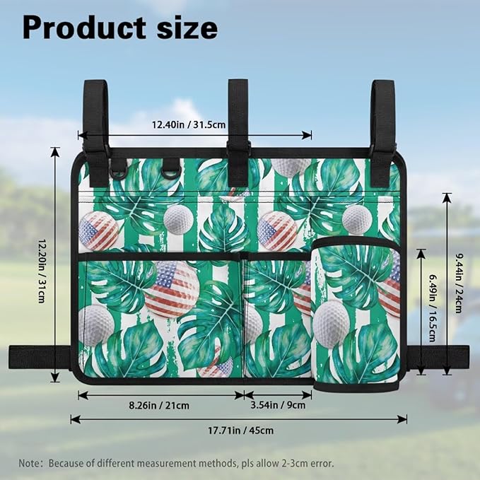 Golf Ball Golf Cart Rear Seat Organizer Universal No Drilling Storage Bag Lightweight Accessories