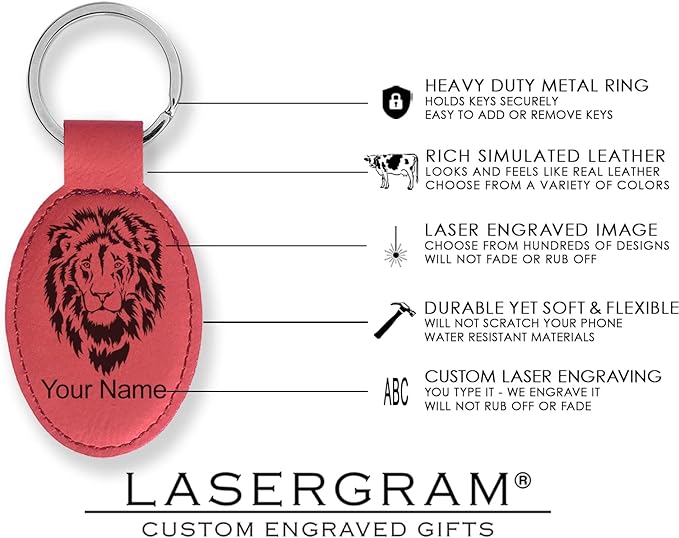 LaserGram Oval Keychain, Golf Ball, Personalized Engraving Included (Red)