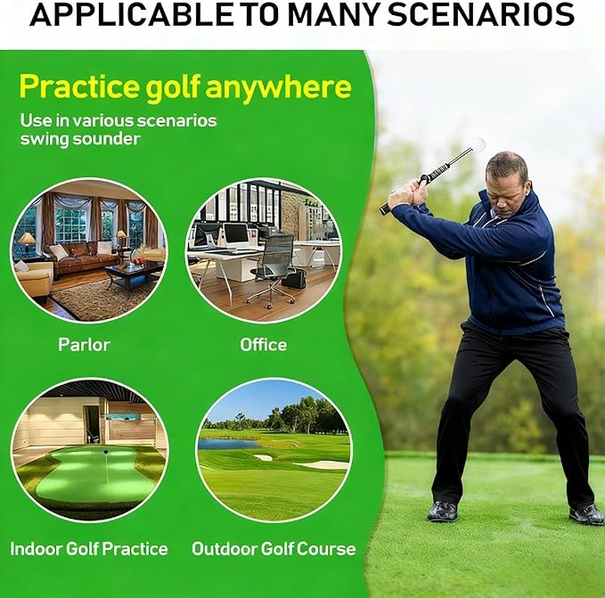Retractable Golf Swing Training Aid,Suitable for Indoor and Outdoor Practice, with Click Feedback, Suitable for Right Hand, Very Suitable for Beginners to Learn and Train