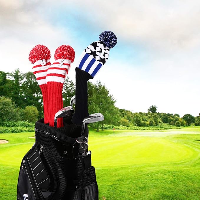 Golf Head Covers for Driver Woods Fairway Hybrids, Long Neck Golf Club Headcovers Set with Number Tags 1 3 5(3pcs)