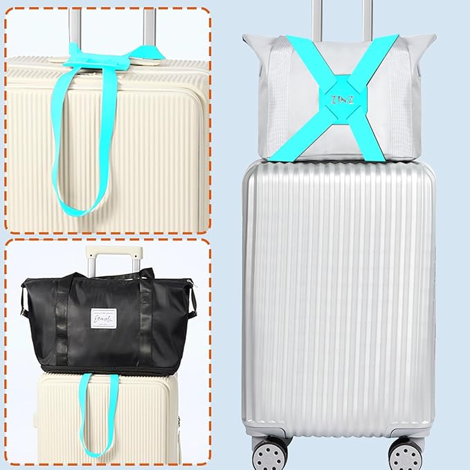 ZINZ Luggage Strap, High Elastic Suitcase Belt Adjustable Bag Bungees for Easier Travel,Light Green