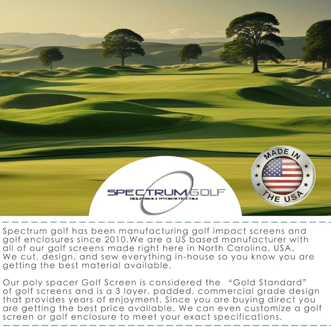 Golf Impact Screen Hanging Poly Spacer for Golf Simulator-Triple Hemmed-US Made (144 X 108 with Sewn in Straps)
