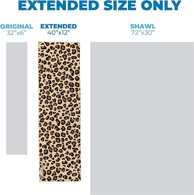 SHAKEitCOOL Extended Size Cooling Towel β Be Cool in Style - Heat Relief, Soft, Lightweight, Sun Protection, Easy Clean - Perfect for Biking, Hiking, Running, Yoga, Golf, Gardening - Cheetah Print M