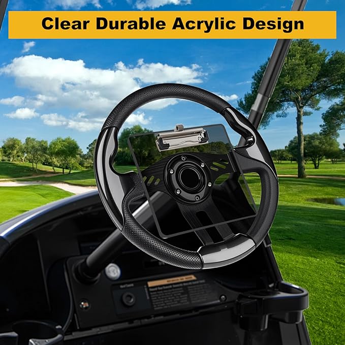 Golf Cart Scorecard Holder with Pen Holder on Golf Cart Steering Wheel for EZGO Club Car Yamaha Golf Carts(Note Do Not Include Golf Cart Steering Wheel